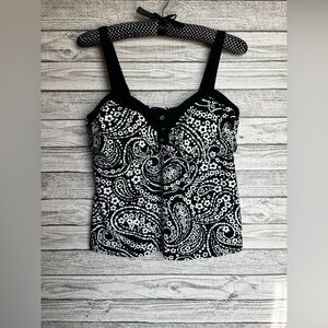 Ocean Dreams Black and White Paisley Swim Tank